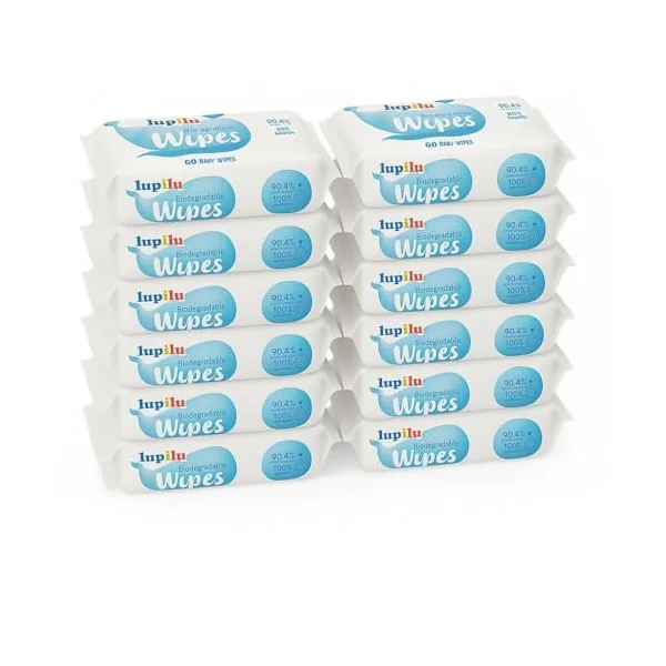 Lupilu Biodegradable Baby Wipes, 12 Pack | 100% Plant-Based, 99.4% Water | Gentle & Hypoallergenic Wipes for Sensitive Skin | Eco-Friendly, Alcohol-Free, Unscented Baby Wet Wipes