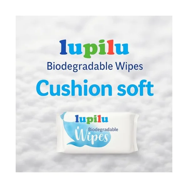 Lupilu Biodegradable Baby Wipes, 12 Pack | 100% Plant-Based, 99.4% Water | Gentle & Hypoallergenic Wipes for Sensitive Skin | Eco-Friendly, Alcohol-Free, Unscented Baby Wet Wipes