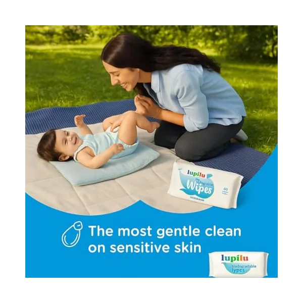 Lupilu Biodegradable Baby Wipes, 12 Pack | 100% Plant-Based, 99.4% Water | Gentle & Hypoallergenic Wipes for Sensitive Skin | Eco-Friendly, Alcohol-Free, Unscented Baby Wet Wipes