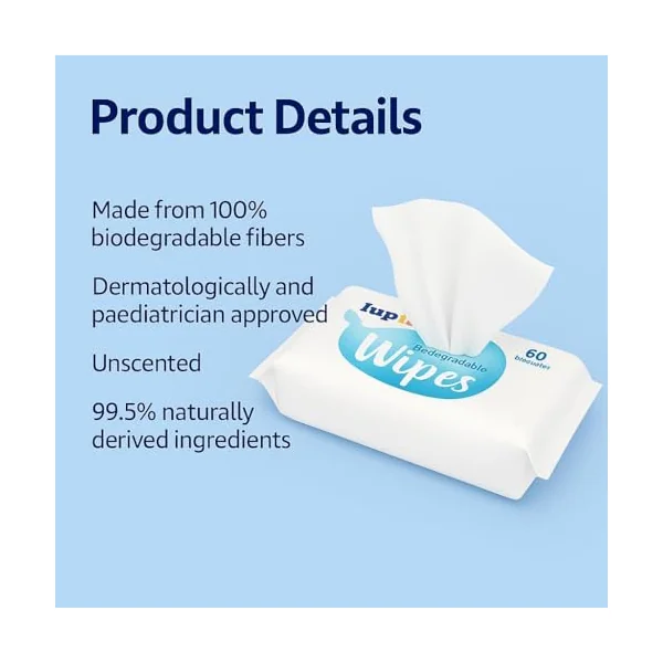 Lupilu Biodegradable Baby Wipes, 12 Pack | 100% Plant-Based, 99.4% Water | Gentle & Hypoallergenic Wipes for Sensitive Skin | Eco-Friendly, Alcohol-Free, Unscented Baby Wet Wipes