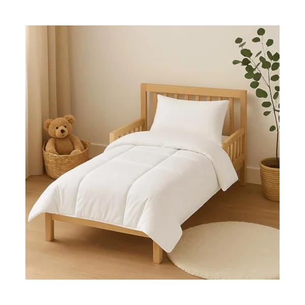 Luxurious Microfibre Cot Bed Duvet Quilt for Kids – Super Soft, Lightweight & Hypoallergenic Baby Bedding – Warm & Breathable Toddler Blanket for All Seasons (Cot Bed Pillow)