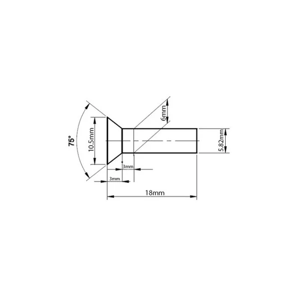 M6 (6mm x 18mm) - Pack of 50 - DIN 661 - Solid Steel Countersunk Head Rivets - D07B