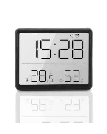Magnetic Digital Clock with Alarm Clock,Multifunctional Temperature Humidity Clock, Indoor Digital Thermometer Hygrometer ℃/℉ Selectable,Comfort Display (Black)