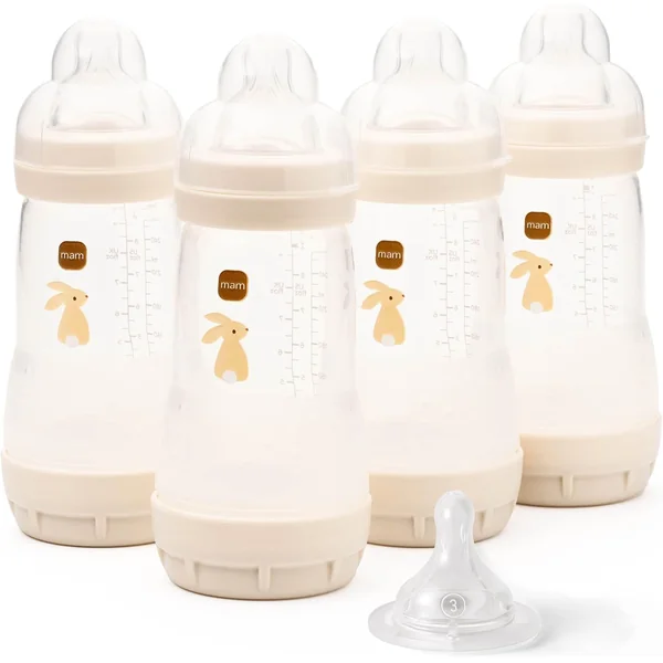 MAM Easy Start Anti-Colic Bottles, 4X 260ml, Self-Sterilising, Unisex