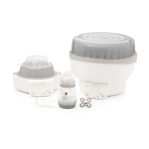 MAM Electric Steriliser and Bottle Warmer | 6 Functions, Comes with 1x 160ml MAM Easy Start Anti-Colic Bottle and 1x MAM Soother 0-2 Months (Various Designs)