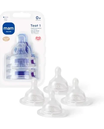 MAM Teats Size 1, Slow Flow, 4 Pack | Fits All MAM Bottles, Made from SkinSoft Silicone, Baby Accessories for Newborn