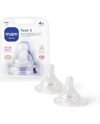 MAM Teats Size 3, Fast Flow, 2 Pack | Suitable from 4+ Months, Fits All MAM Bottles, Made from SkinSoft Silicone, Baby Accessories