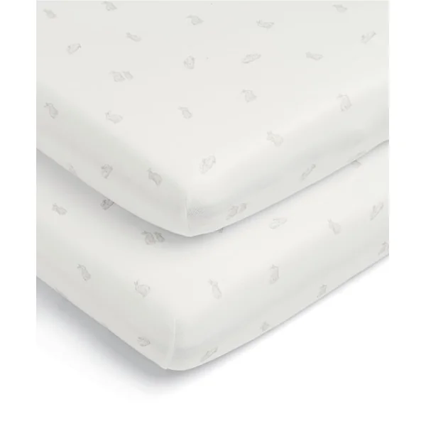 Mamas & Papas 2 Pack Cot/Bed Fitted Sheets, Bunny (142x70x19cm)