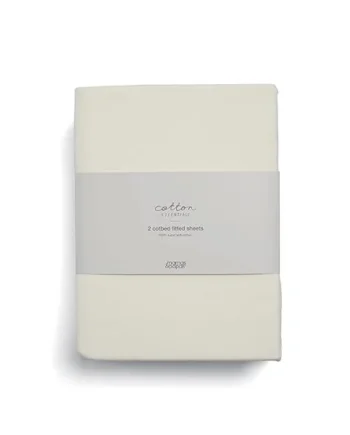 Mamas & Papas 2 Pack Cot/Bed Fitted Sheets, Cream