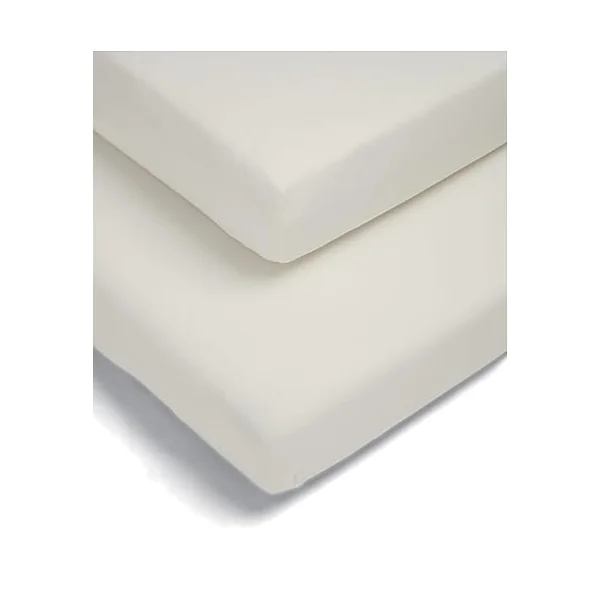 Mamas & Papas 2 Pack Cot/Bed Fitted Sheets, Cream