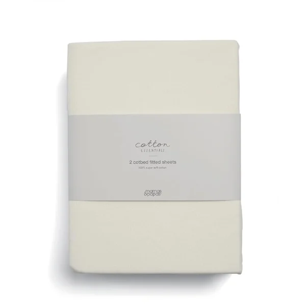 Mamas & Papas 2 Pack Cot/Bed Fitted Sheets, Cream