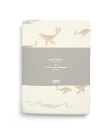 Mamas & Papas 2 Pack Cot/Bed Fitted Sheets, Seals (142x70x19cm)