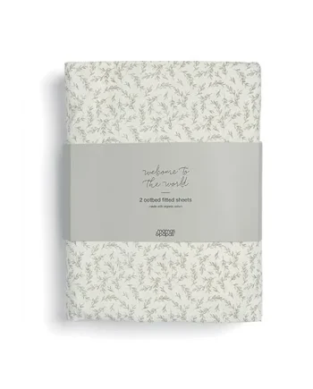 Mamas & Papas 2 Pack Cot/Bed Fitted Sheets, Seedling Leaf