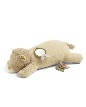 Mamas & Papas Tummy Time Pillow, Interactive Soft Baby Pillow with Integrated Rattle, Lenny Lion