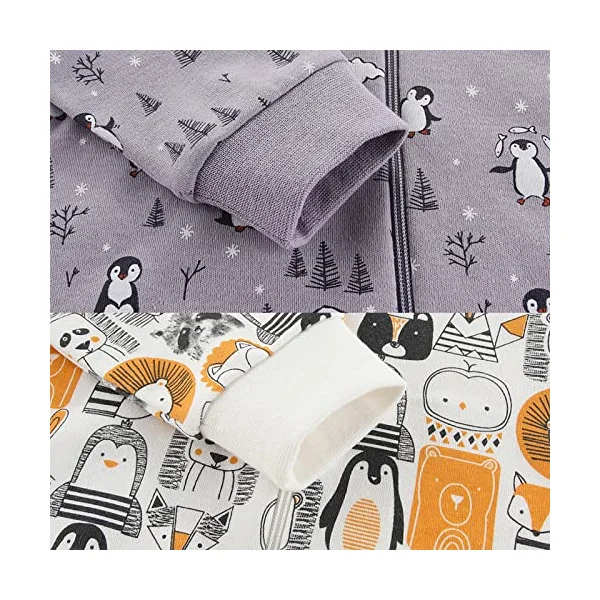 MAMIMAKA Baby Boys Girls Romper 2-way Zip One-Piece Sleepsuit for Sleep and Play, 0-24 Months