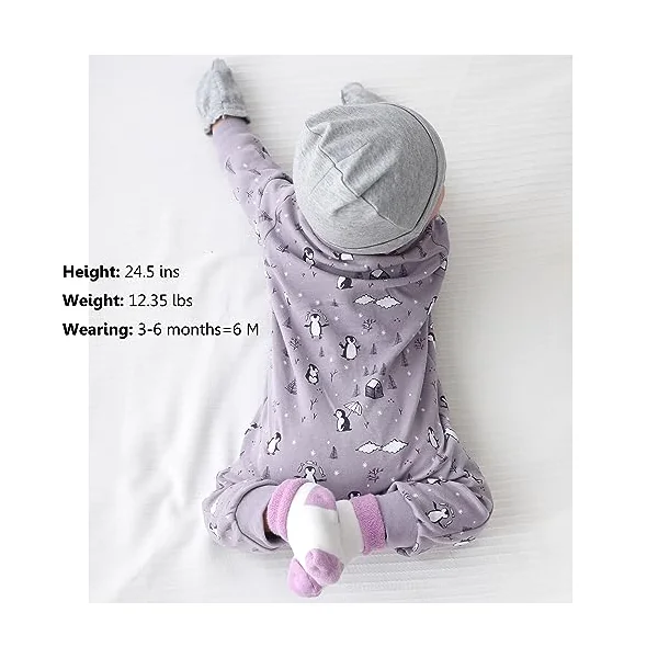 MAMIMAKA Baby Boys Girls Romper 2-way Zip One-Piece Sleepsuit for Sleep and Play, 0-24 Months
