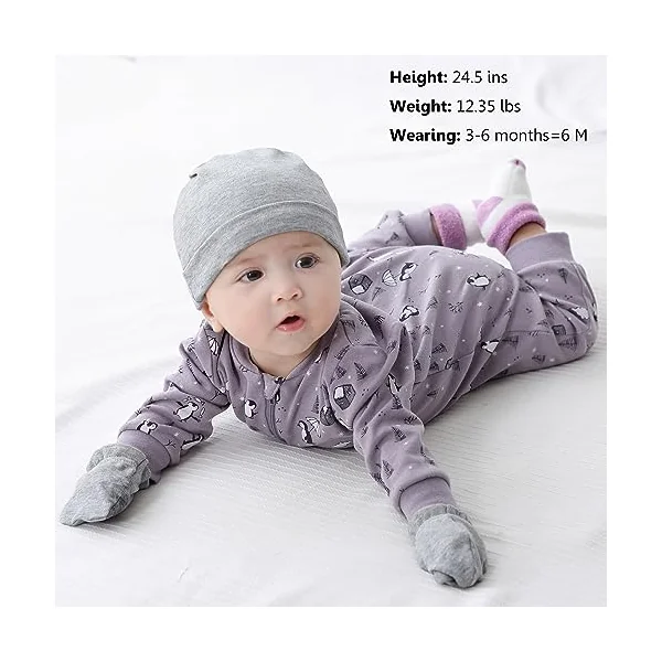 MAMIMAKA Baby Boys Girls Romper 2-way Zip One-Piece Sleepsuit for Sleep and Play, 0-24 Months