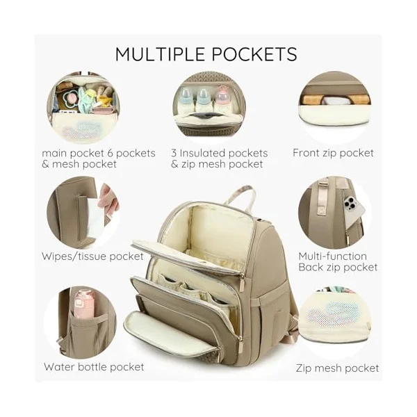 MAPLELILY Baby Diaper Bag Backpack with Changing Pad, Stroller Straps, Mom & Dad Search Registry Boys & Girls Shower Gift