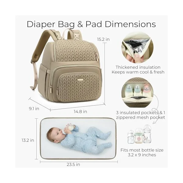 MAPLELILY Baby Diaper Bag Backpack with Changing Pad, Stroller Straps, Mom & Dad Search Registry Boys & Girls Shower Gift