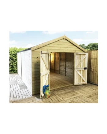 Marlborough - 10 x 15 Pressure Treated T&G Wooden Apex Garden Shed / Workshop + Double Doors (10' x 15' / 10ft x 15ft) (10x15)