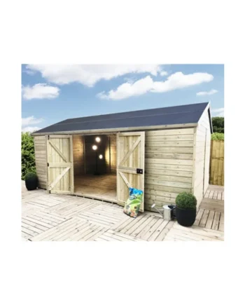 Marlborough - 10 x 15 REVERSE Pressure Treated T&G Wooden Apex Garden Shed/Workshop & Double Doors
