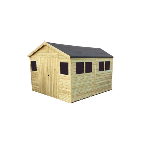 Marlborough - 15 x 8 Pressure Treated T&G Wooden Apex Garden Shed/Workshop + 6 Windows + Double Doors