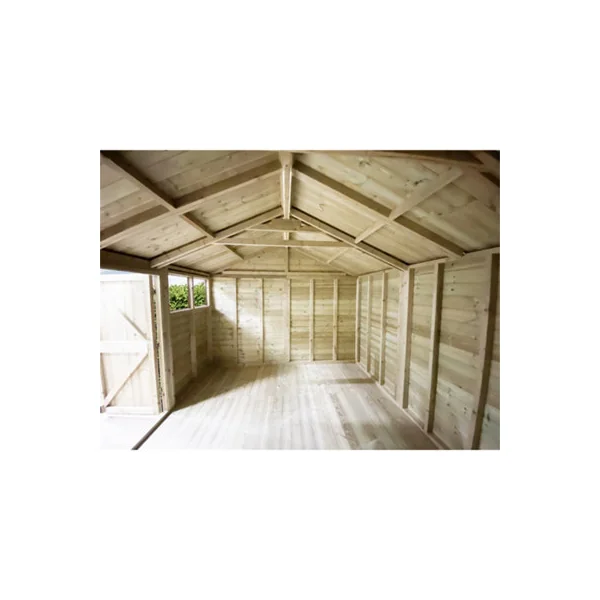 Marlborough - 15 x 8 Pressure Treated T&G Wooden Apex Garden Shed/Workshop + 6 Windows + Double Doors