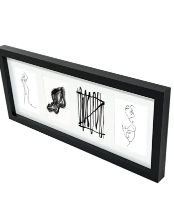 Matt Black Pine effect Plain Multi Picture frame (H)22.6cm x (W)52.6cm