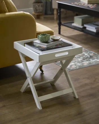 Matt white Tray table (H)44cm (W)40cm (D)40cm