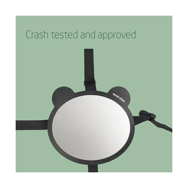 Maxi-Cosi Back Seat Mirror, Car Seat Mirror 360° Adjustable, Wide-Angle View, Easy to Install, Crash Tested and Approved, for Baby, Infant, Toddler and Child, Black