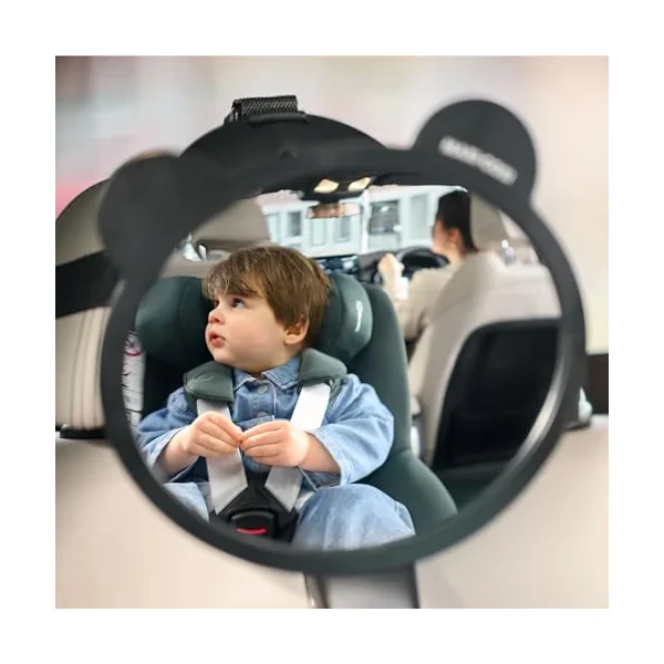 Maxi-Cosi Back Seat Mirror, Car Seat Mirror 360° Adjustable, Wide-Angle View, Easy to Install, Crash Tested and Approved, for Baby, Infant, Toddler and Child, Black