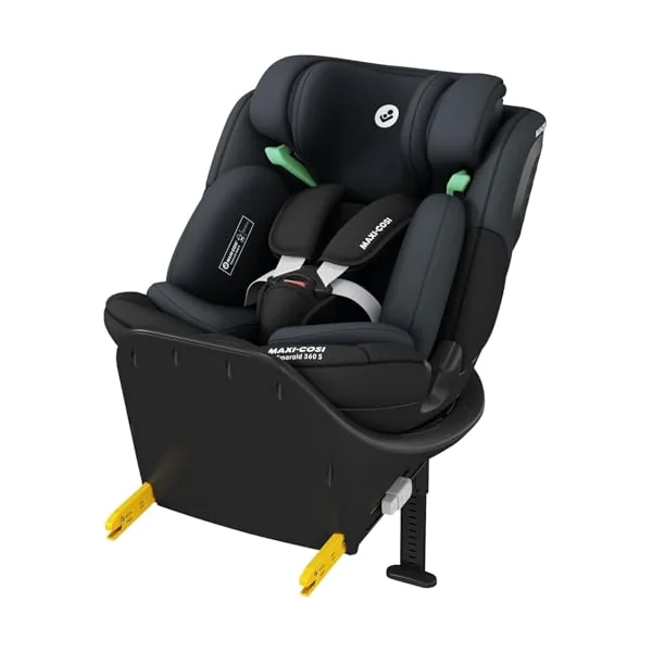 Maxi-COSI Emerald S i-Size, 360 Swivel Baby car seat, 0-12 Years 40-150cm, Group 0+123 car seat, Isofix 0-36 kg car seat, Rearfacing, 4 Recline Positions, G-Cell Side Impact Protection, Tonal Black