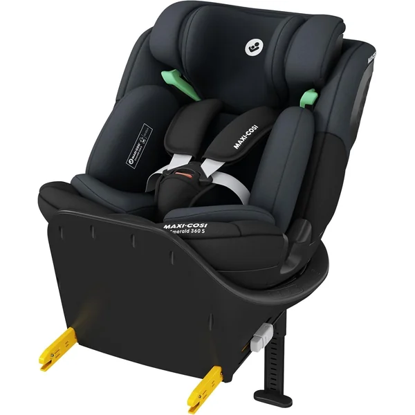 Maxi-COSI Emerald S i-Size, 360 Swivel Baby car seat, 0-12 Years 40-150cm, Group 0+123 car seat, Isofix 0-36 kg car seat, Rearfacing, 4 Recline Positions, G-Cell Side Impact Protection, Tonal Black