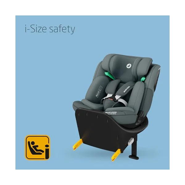 Maxi-Cosi Emerald S i-Size, 360 Swivel Car Seat, 0-12 Years 40-150cm, Multi-Age Baby Car Seat, Isofix 0-36 kg car seat, Rearfacing, 4 Recline Positions, G-Cell Side Impact Protection, Tonal Graphite