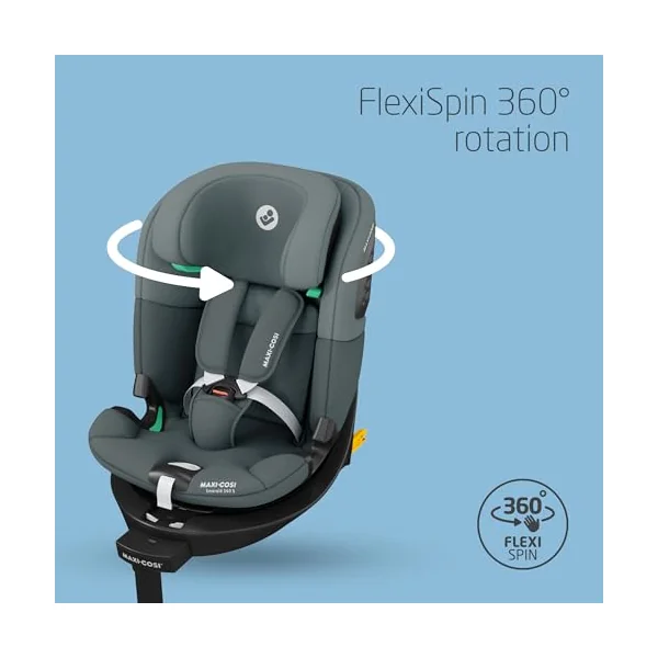 Maxi-Cosi Emerald S i-Size, 360 Swivel Car Seat, 0-12 Years 40-150cm, Multi-Age Baby Car Seat, Isofix 0-36 kg car seat, Rearfacing, 4 Recline Positions, G-Cell Side Impact Protection, Tonal Graphite