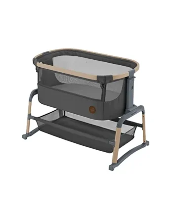 Maxi-Cosi Iora Air Co Sleeper Crib, All-Round Mesh Baby Bedside Crib, 0–6 Months (9 kg), Rocking Mode, 4 Incline & 5 Height Positions, Easy Slide, Easy to Carry, Eco Care, 2 Wheels, Beyond Graphite