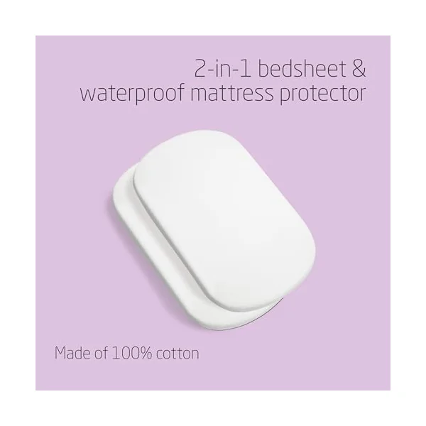 Maxi-Cosi Iora Waterproof Bedsheets, Baby Cot Bedding, Waterproof Mattress Protector, Bedside Crib Fitted Sheets for Maxi-Cosi Iora Range and Tori Co-Sleepers, Set of 2 Bedside Crib Sheets, White