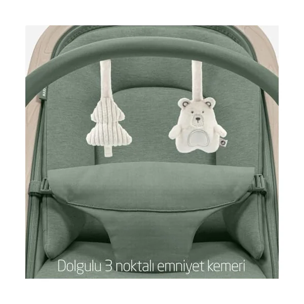 Maxi-Cosi Kori 2-in-1 Ergonomic Baby Bouncer Chair with Toy Arch, 0-2 Years, up to 15 kg, Newborn Bouncer, 3 Recline Positions, Easy-in Harness, Lightweight & Compact, Newborn Pillow, Beyond Green