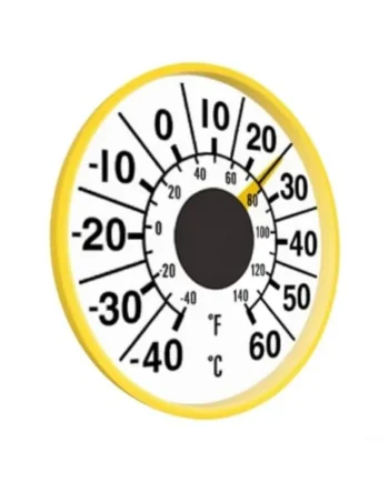 Mechanical Thermometer No for battery Required Indoor Wall Mounted Gauge for celsius Fahrenheit Display for Home Greenhouse Cafe - Red ABS 11x11cm(yellow)