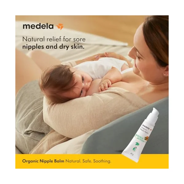Medela Organic Nipple Cream, Soothing and Nourishing for Breastfeeding Mums, Made from Natural and Safe Ingredients, Fast Relief for Sore Nipples, Postpartum Essentials, 40 g
