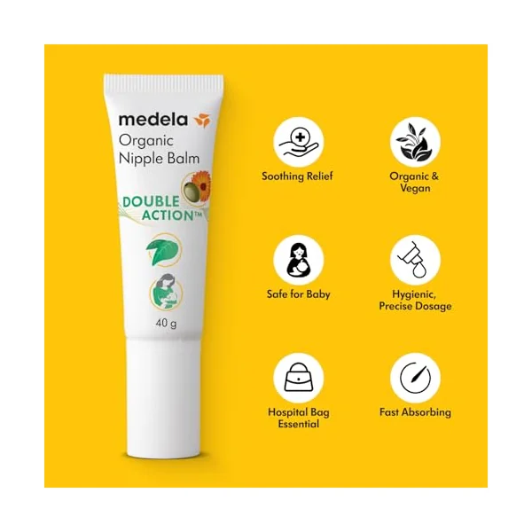 Medela Organic Nipple Cream, Soothing and Nourishing for Breastfeeding Mums, Made from Natural and Safe Ingredients, Fast Relief for Sore Nipples, Postpartum Essentials, 40 g