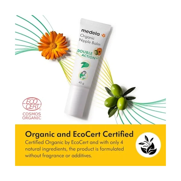 Medela Organic Nipple Cream, Soothing and Nourishing for Breastfeeding Mums, Made from Natural and Safe Ingredients, Fast Relief for Sore Nipples, Postpartum Essentials, 40 g