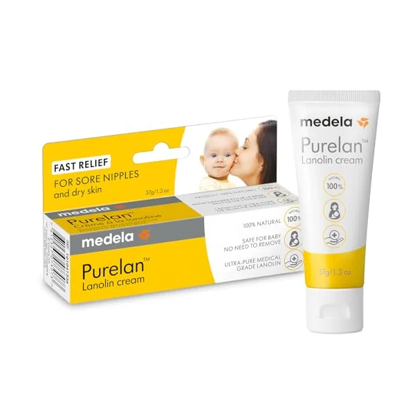 Medela Purelan Lanolin Nipple Cream, Fast Relief for Sore Nipples and Dry Skin, Made with Natural Ingredients, Hypoallergenic and Dermatologically Tested, Formulated Without Fragrance, 37 g