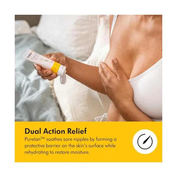 Medela Purelan Lanolin Nipple Cream, Fast Relief for Sore Nipples and Dry Skin, Made with Natural Ingredients, Hypoallergenic and Dermatologically Tested, Formulated Without Fragrance, 37 g