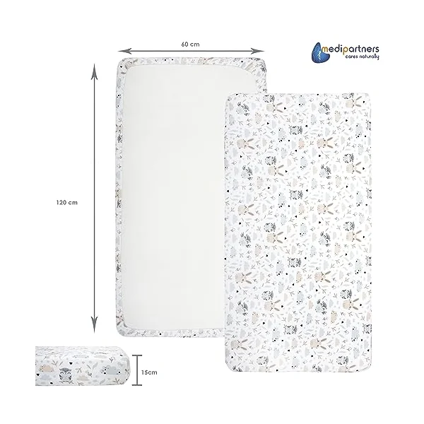 Medi Partners Fitted Sheet 60x120 cm 100% Cotton Baby Bed Linen Mattress Cot (Glade)