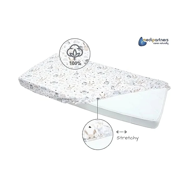 Medi Partners Fitted Sheet 60x120 cm 100% Cotton Baby Bed Linen Mattress Cot (Glade)