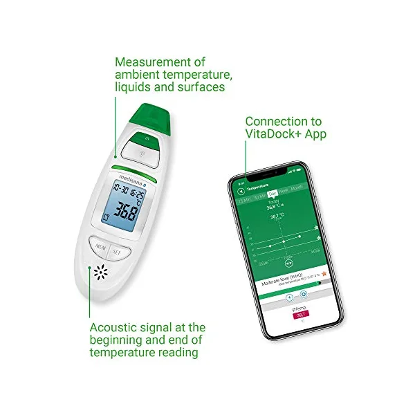 Medisana TM 750 connect digital thermometer for adults and kids | temperature thermometer for kids, baby and newborn, temperature gun, forehead thermometer and in ear thermometer for children