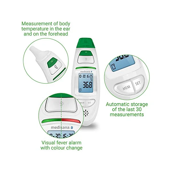 Medisana TM 750 connect digital thermometer for adults and kids | temperature thermometer for kids, baby and newborn, temperature gun, forehead thermometer and in ear thermometer for children