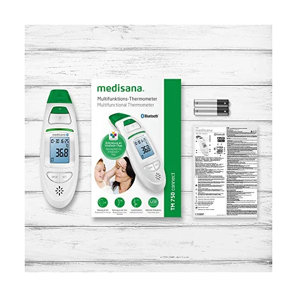 Medisana TM 750 connect digital thermometer for adults and kids | temperature thermometer for kids, baby and newborn, temperature gun, forehead thermometer and in ear thermometer for children