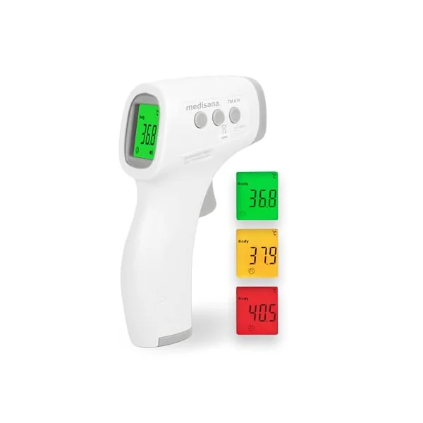 medisana TM A79 Infrared digital non-contact forehead thermometer | rapid scan temperature measurement with fever alarm for newborn and kids, surface and ambient modes, 50-reading memory, LCD